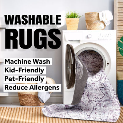 Doodle Geometric Machine-Washable 2' x 8' Runner Rug - Cream/Dark Gray