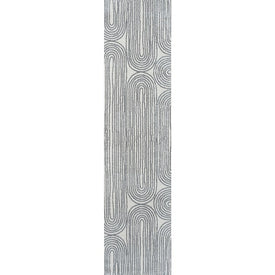 Doodle Geometric Machine-Washable 2' x 8' Runner Rug - Cream/Dark Gray