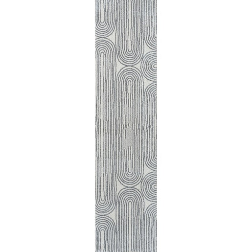 Doodle Geometric Machine-Washable 2' x 8' Runner Rug - Cream/Dark Gray