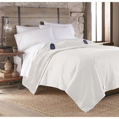The Luxury Micro Flannel Reverse to Ultra Velvet Electric Blanket - Full/Vanilla
