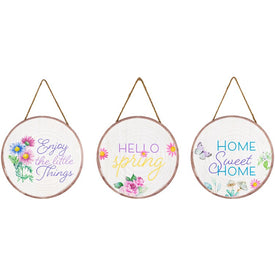 9.75" Springtime Floral Hanging Wall Signs Set of 3