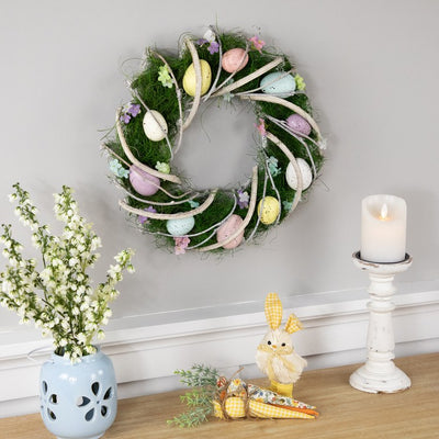 15" Speckled Eggs and Spring Flowers Easter Wreath
