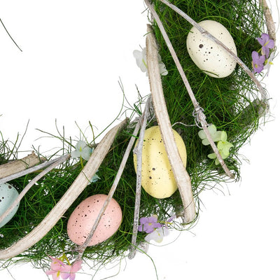 15" Speckled Eggs and Spring Flowers Easter Wreath