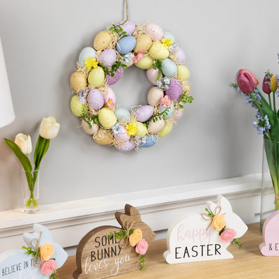 12.5" Floral and Easter Egg Spring Wreath - Multi-Color