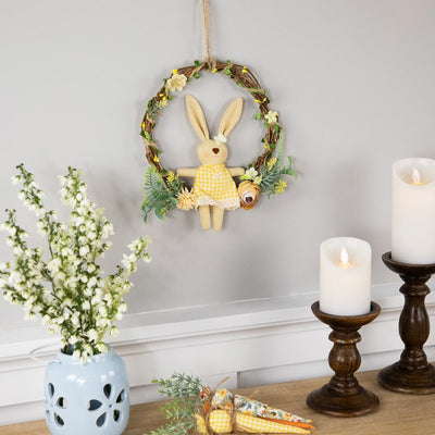 10" Bunny with Flowers Artificial Easter Twig Wreath