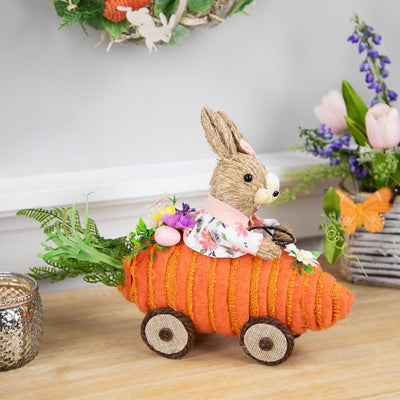 13" Girl Bunny with Carrot Car Easter Decoration
