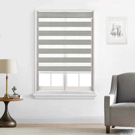 Zebra 72" L x 48" W Cordless Dual-Layer Shade - Silver Gray