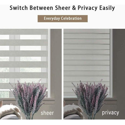 Zebra 72" L x 46" W Cordless Dual-Layer Shade - Silver Gray