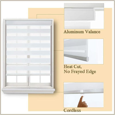 Zebra 72" L x 46" W Cordless Dual-Layer Shade - White