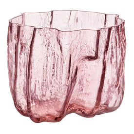 Crackle Low Vase - Pink