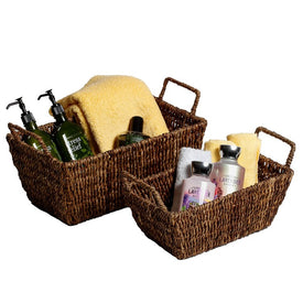 Abaca Rectangular Shelf Baskets Set of 2
