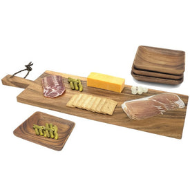 29" Acacia Wood Paddle Board with Four Serving Trays Set