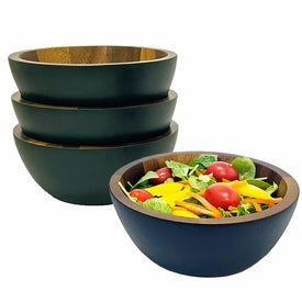 Onyx Individual Acacia Wood Salad Serving Bowls Set of 4