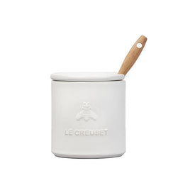 Stoneware Honey Pot and Dipper Set - White