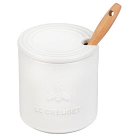 Stoneware Honey Pot and Dipper Set - Meringue