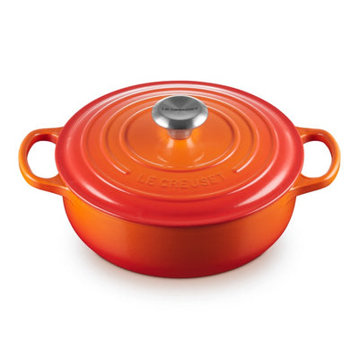 Signature 3.5-Quart Enameled Cast Iron Round Sauteuse with Lid - Flame