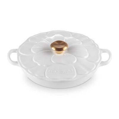 Signature 2.25-Quart Enameled Cast Iron Petal Braiser - White