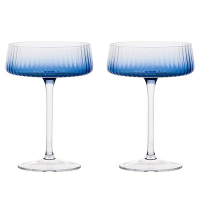 Empire Blue Champagne Saucers Set of 2