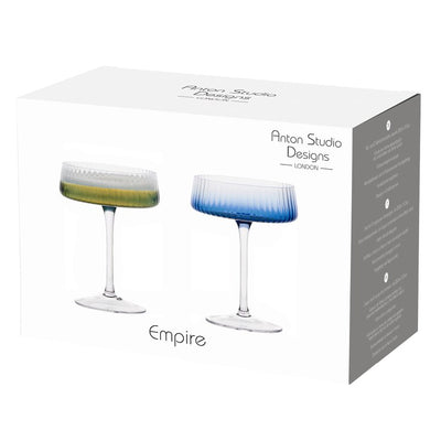 Empire Blue Champagne Saucers Set of 2