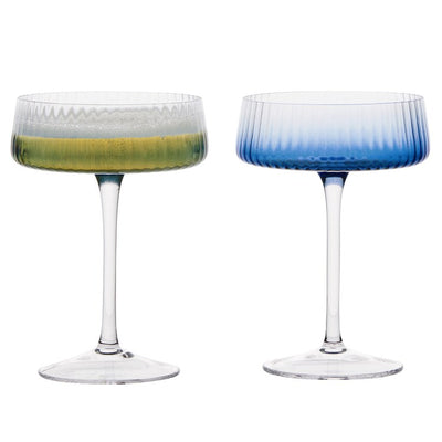 Empire Blue Champagne Saucers Set of 2