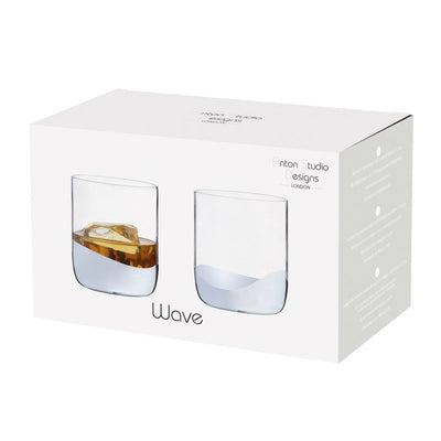 Wave Double Old Fashioned Tumblers Set of 2 - Silver