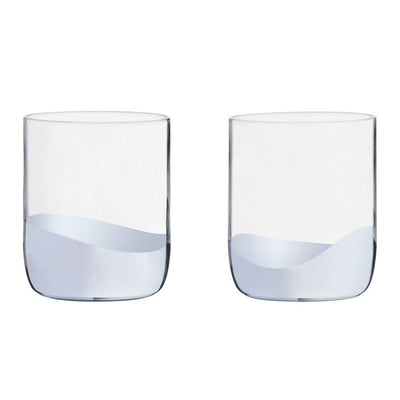 Wave Double Old Fashioned Tumblers Set of 2 - Silver