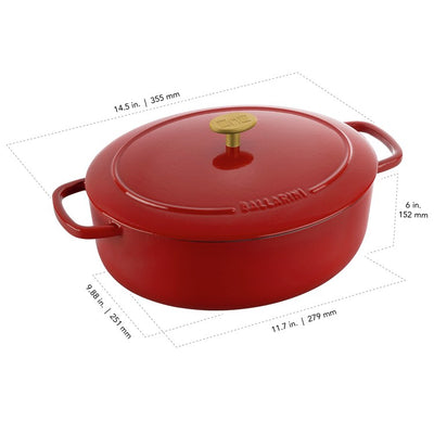 Bellamonte 4.75-Quart Cast Iron Oval Dutch Oven - Pomodoro Red