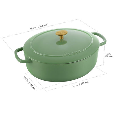 Bellamonte 4.75-Quart Cast Iron Oval Dutch Oven - Saggio Green