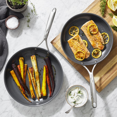 Energy Plus 10" and 12" Stainless Steel and Ceramic Nonstick Fry Pan Two-Piece Set