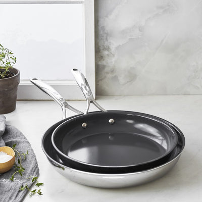 Energy Plus 10" and 12" Stainless Steel and Ceramic Nonstick Fry Pan Two-Piece Set