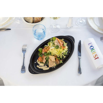 14.5" x 8" Cast Iron Covered Fish Pan - Matte Black