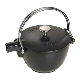 1-Quart Cast Iron Round Tea Kettle - Matte Black