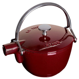 1-Quart Cast Iron Round Tea Kettle - Grenadine