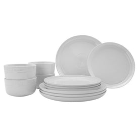 12-Piece Ceramic Dinnerware Set - White