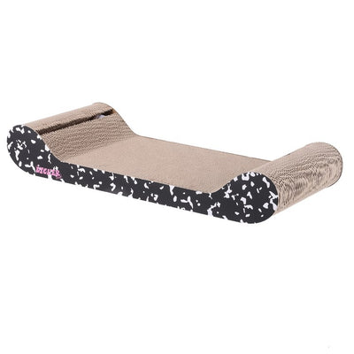 Rini Modern Cardboard Lounge Bed Cat Scratcher with Built-In Bell Toys and Catnip