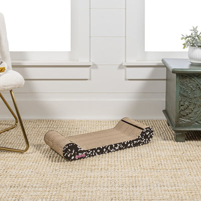 Rini Modern Cardboard Lounge Bed Cat Scratcher with Built-In Bell Toys and Catnip