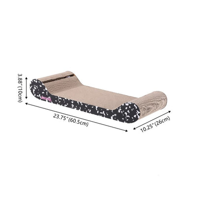 Rini Modern Cardboard Lounge Bed Cat Scratcher with Built-In Bell Toys and Catnip