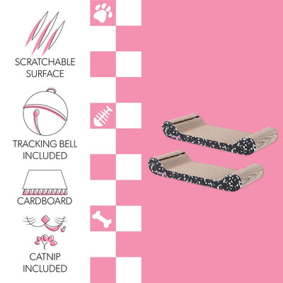 Rini Modern Cardboard Lounge Bed Cat Scratcher with Built-In Bell Toys and Catnip