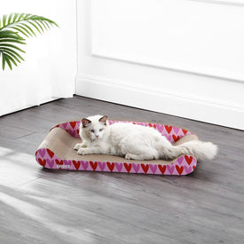 Montego Coastal Patterned Cardboard Lounge Bed Cat Scratcher with Catnip