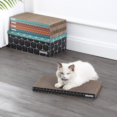 Naomi Modern Cardboard Reversible Cat Scratcher Pad in Box with Catnip