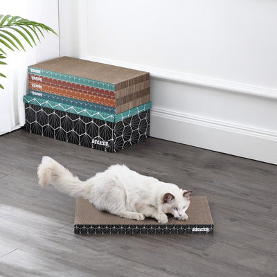 Naomi Modern Cardboard Reversible Cat Scratcher Pad in Box with Catnip