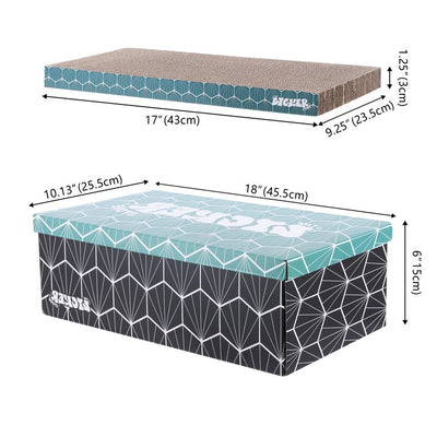 Naomi Modern Cardboard Reversible Cat Scratcher Pad in Box with Catnip