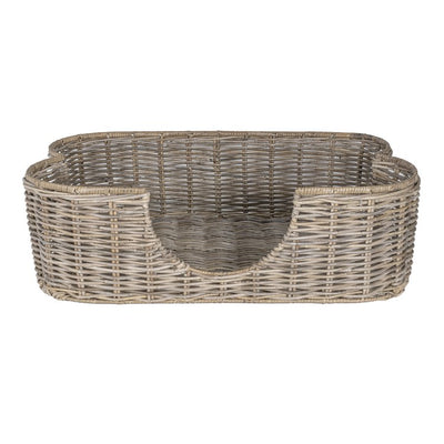 Scallop Tropical Handwoven Rattan Dog Bed with Machine Washable Cushion