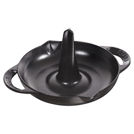 9.5" Cast Iron Vertical Chicken Roaster - Matte Black