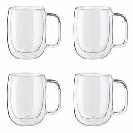 Sorrento Plus Double-Wall Glass Coffee Mugs Set of 4 - Clear