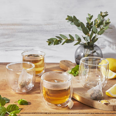 Sorrento Double-Wall Glass Tea Cups Set of 4