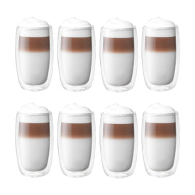 Sorrento Double-Wall Glass Latte Cups Set of 8 - Clear