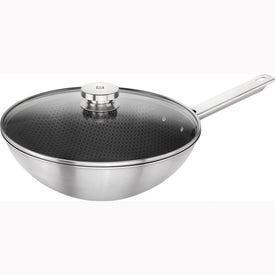 Joy Plus 12" Stainless Steel Nonstick Wok with Lid