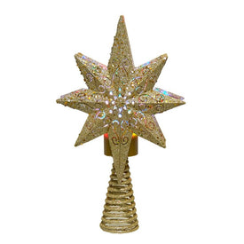 13.75" Gold Glitter Polaris Star Projector Tree Topper, Electric Plug