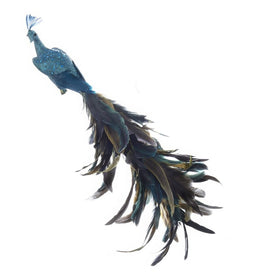 18" Glitter Peacock with Feathers, Clip